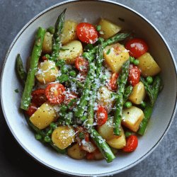 Spargel-Kartoffel-Pfanne mit Parmesan