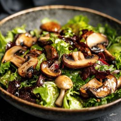 Gemischter Salat mit warmen Champignons