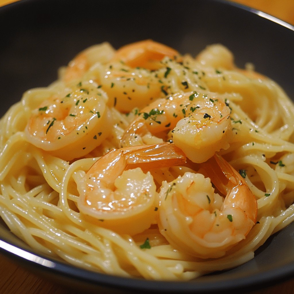 Spaghetti mit Zitronen-Garnelen-Sauce
