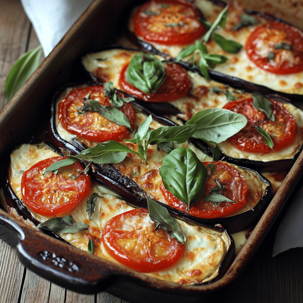 Auberginen-Tomaten-Fächer