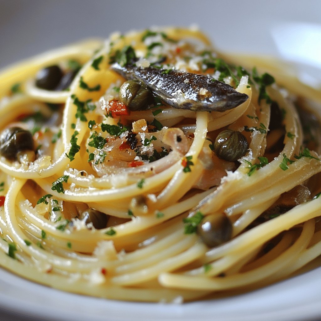 Spaghetti mit Sardellen und Kapern