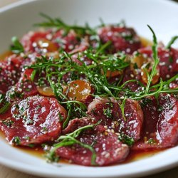 Rindscarpaccio mit Rucola und Parmesan