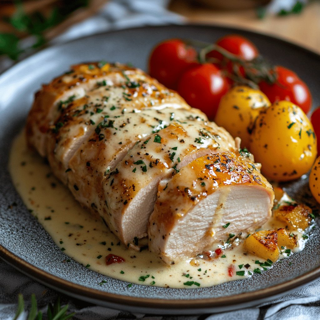 Putenfilet mit Frischkäse überbacken