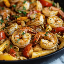 Mediterrane Garnelen-Pasta-Pfanne