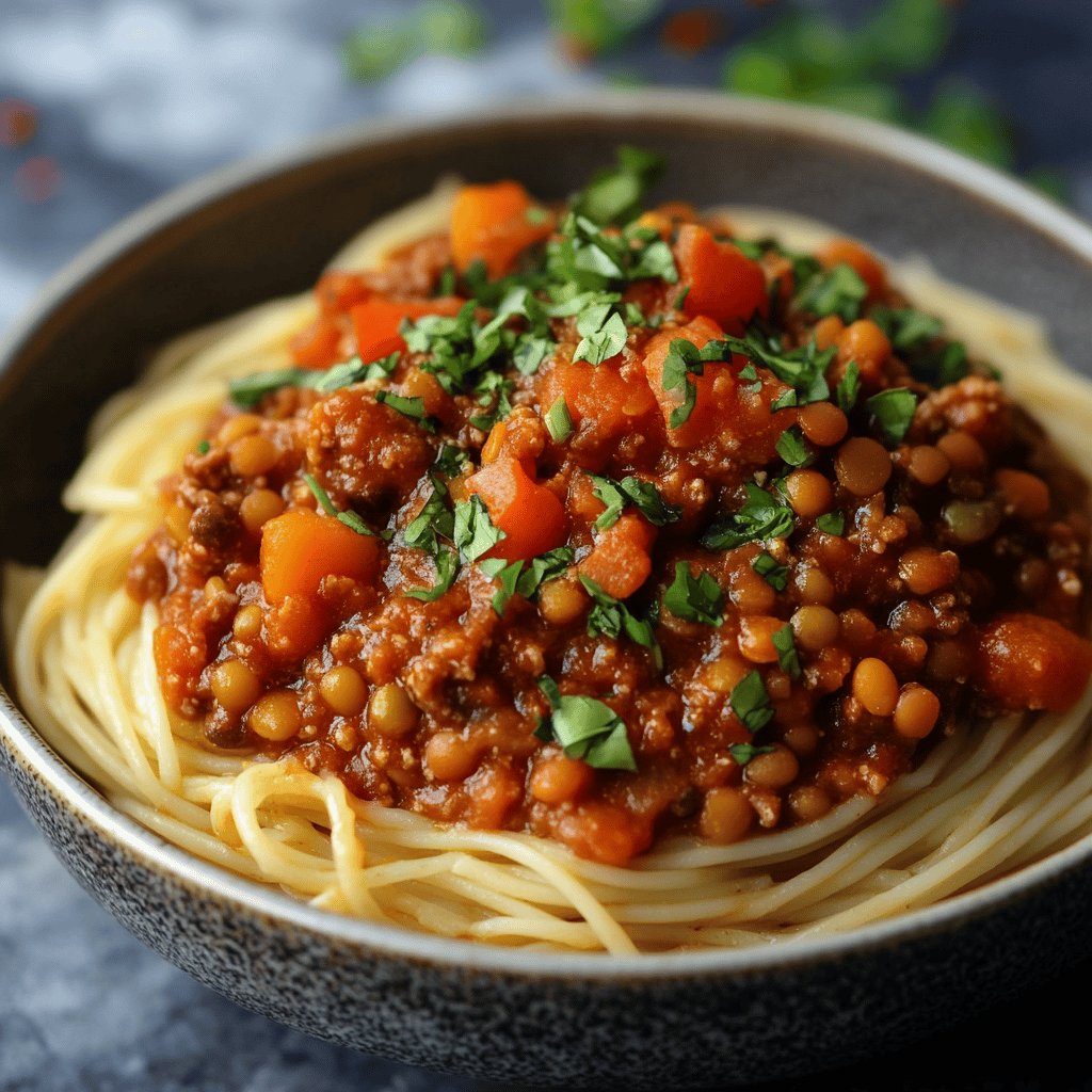 Herzhafte Linsen-Bolognese