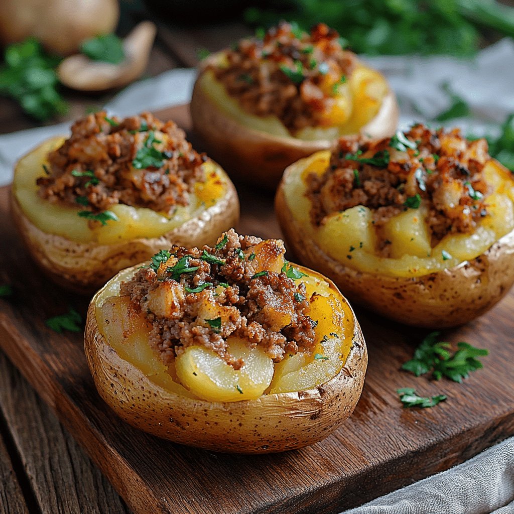 Gefüllte Ofenkartoffeln mit Hackfleisch