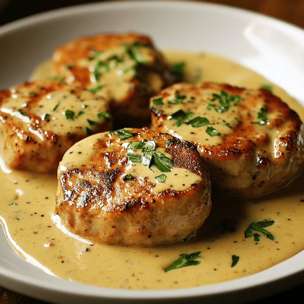 Schweinemedaillons in Senfsauce