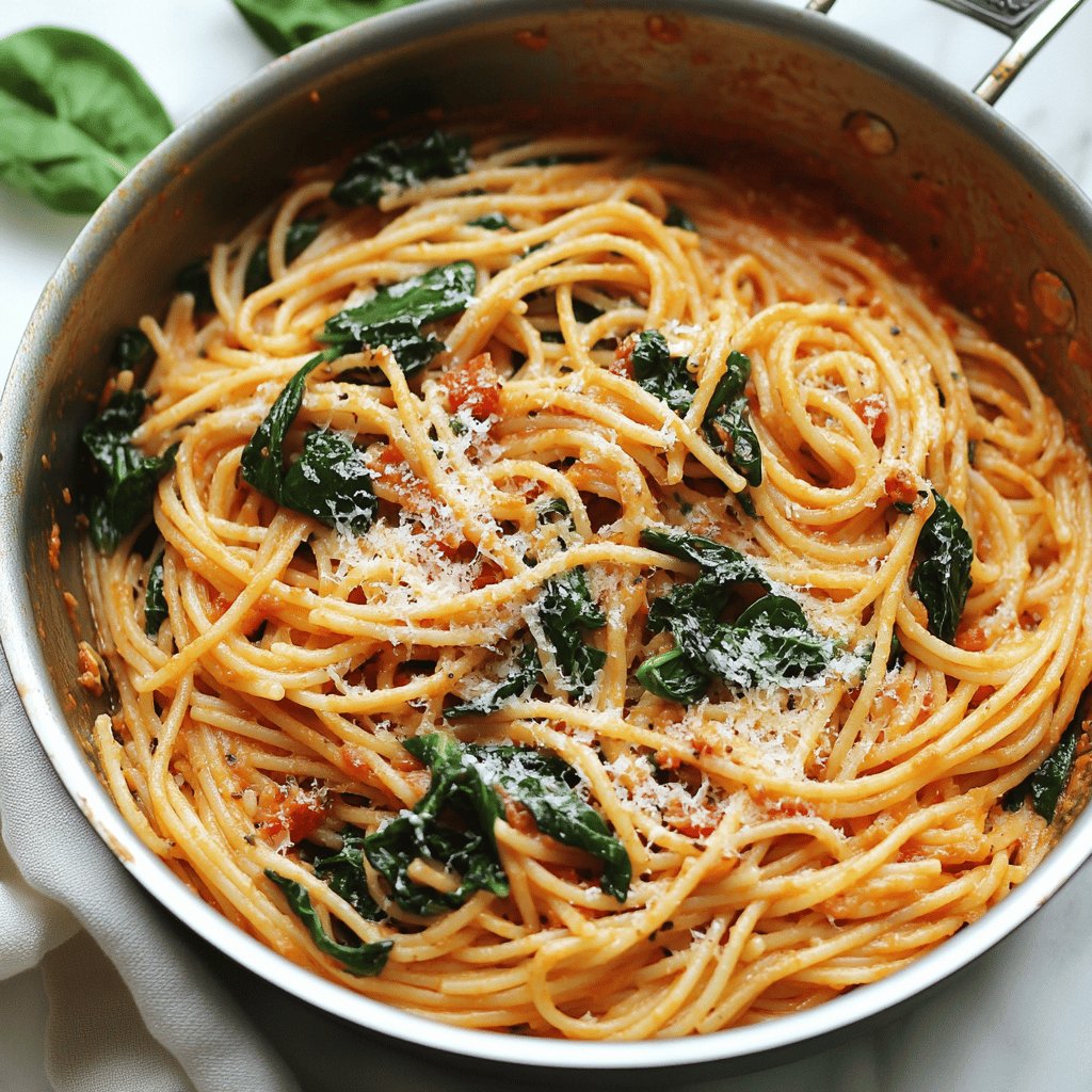 Cremige Spinat-Spaghetti