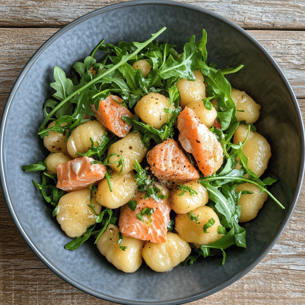 Gnocchi mit Lachs und Rucola