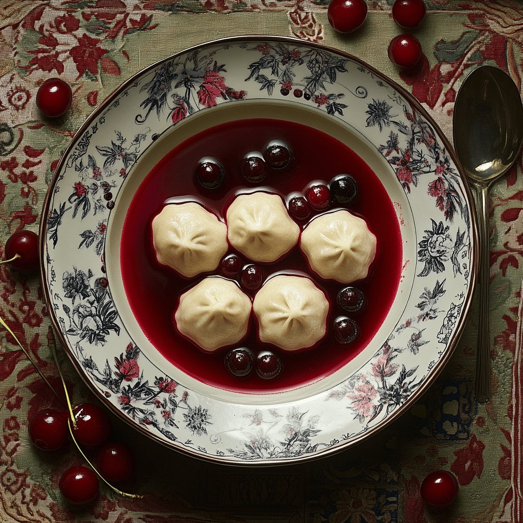 Kirschsuppe mit Klößen