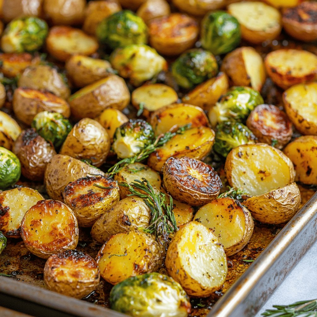 Knusprige Ofenkartoffeln mit Rosenkohl