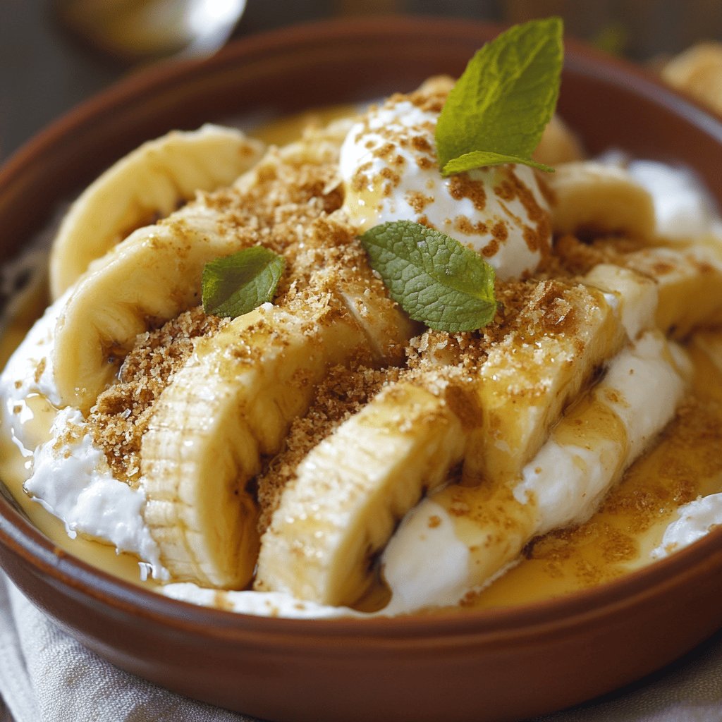 Gebackene Bananen mit Honigcreme
