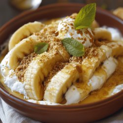 Gebackene Bananen mit Honigcreme