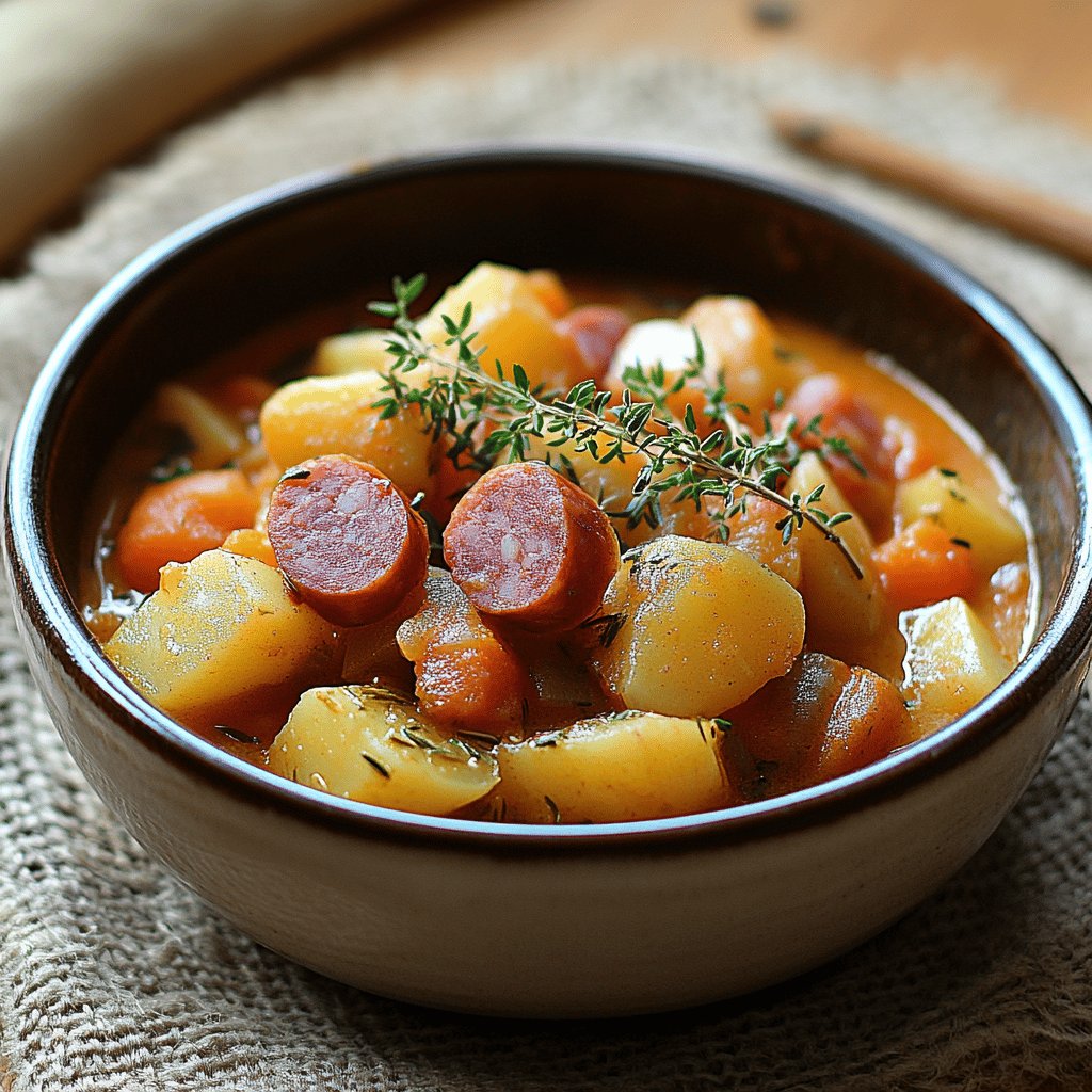 Kartoffel-Karotten-Eintopf mit Salami