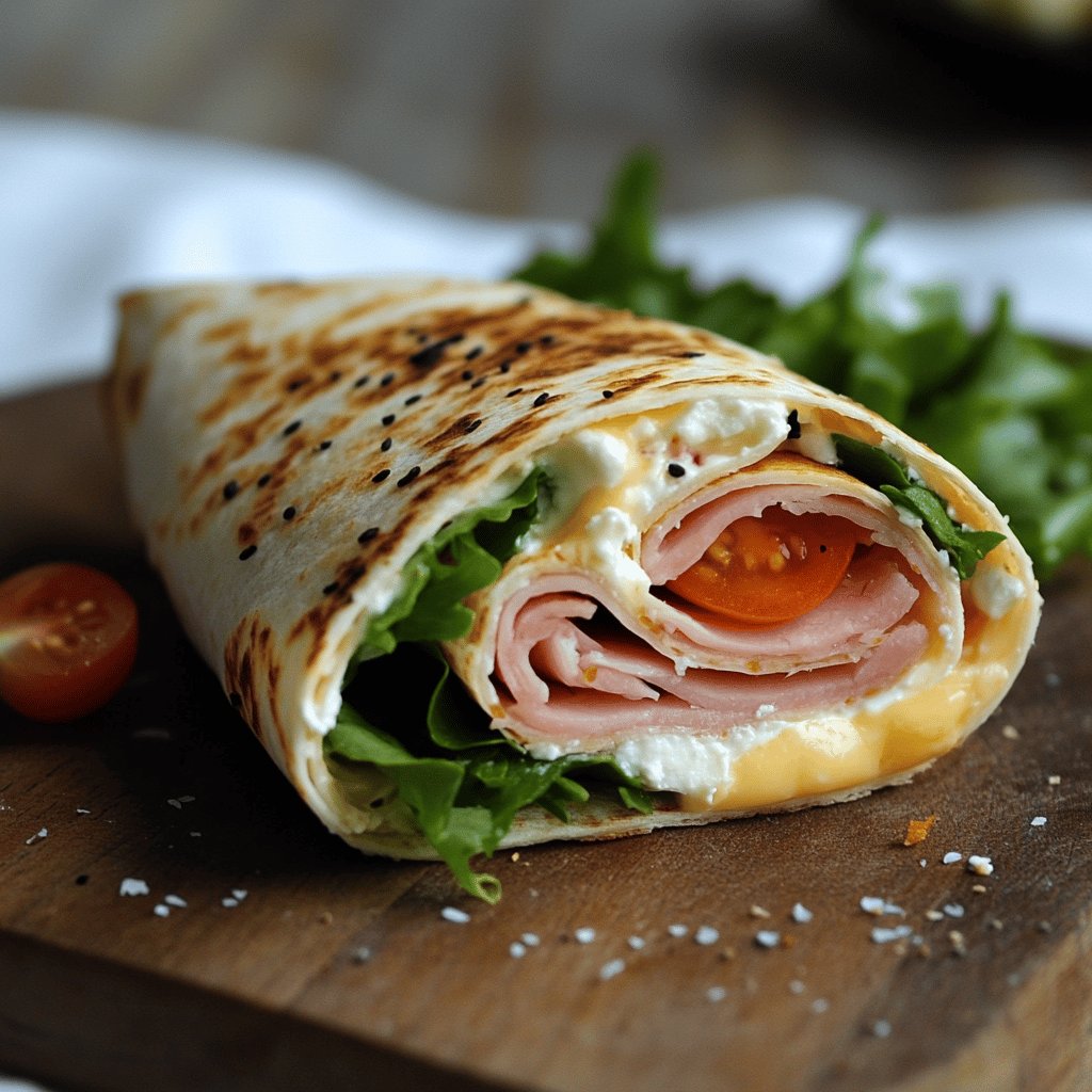Leckerer Schinken-Frischkäse-Wrap