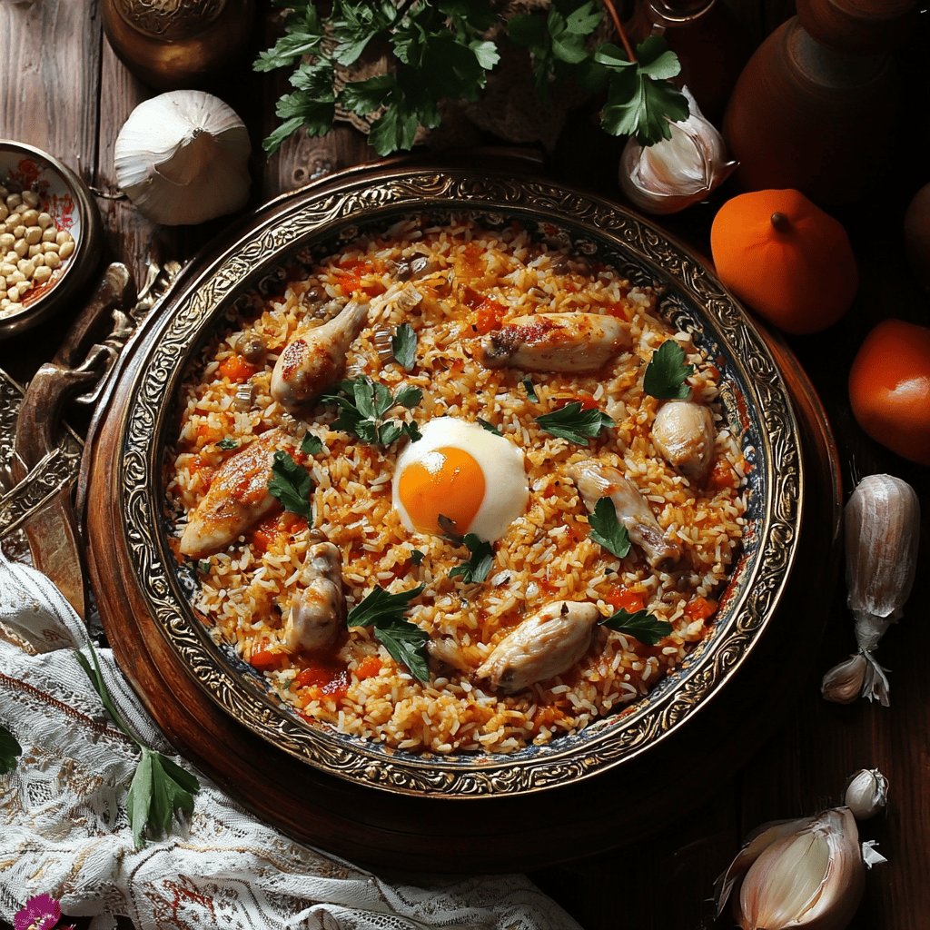 Russische Reispfanne mit Hähnchen