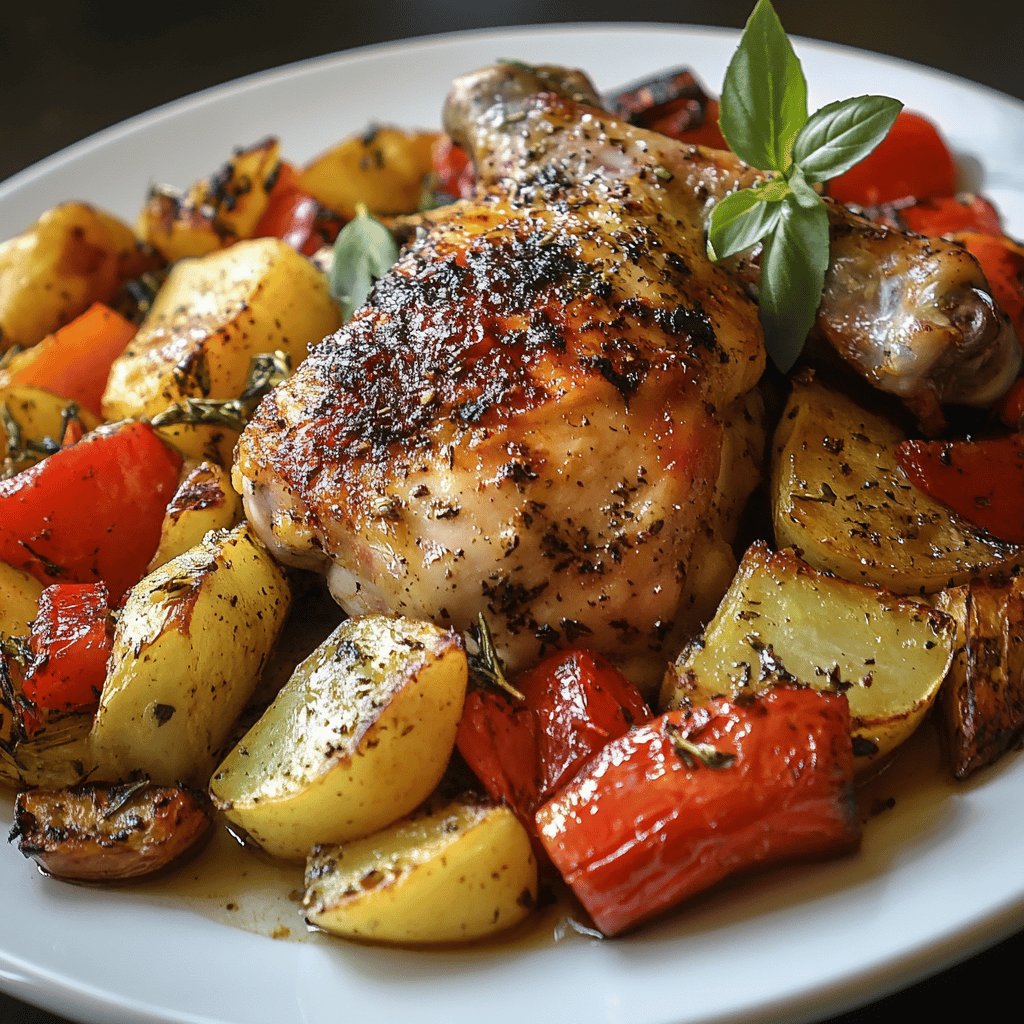 Gebackenes Hähnchen mit Gemüse