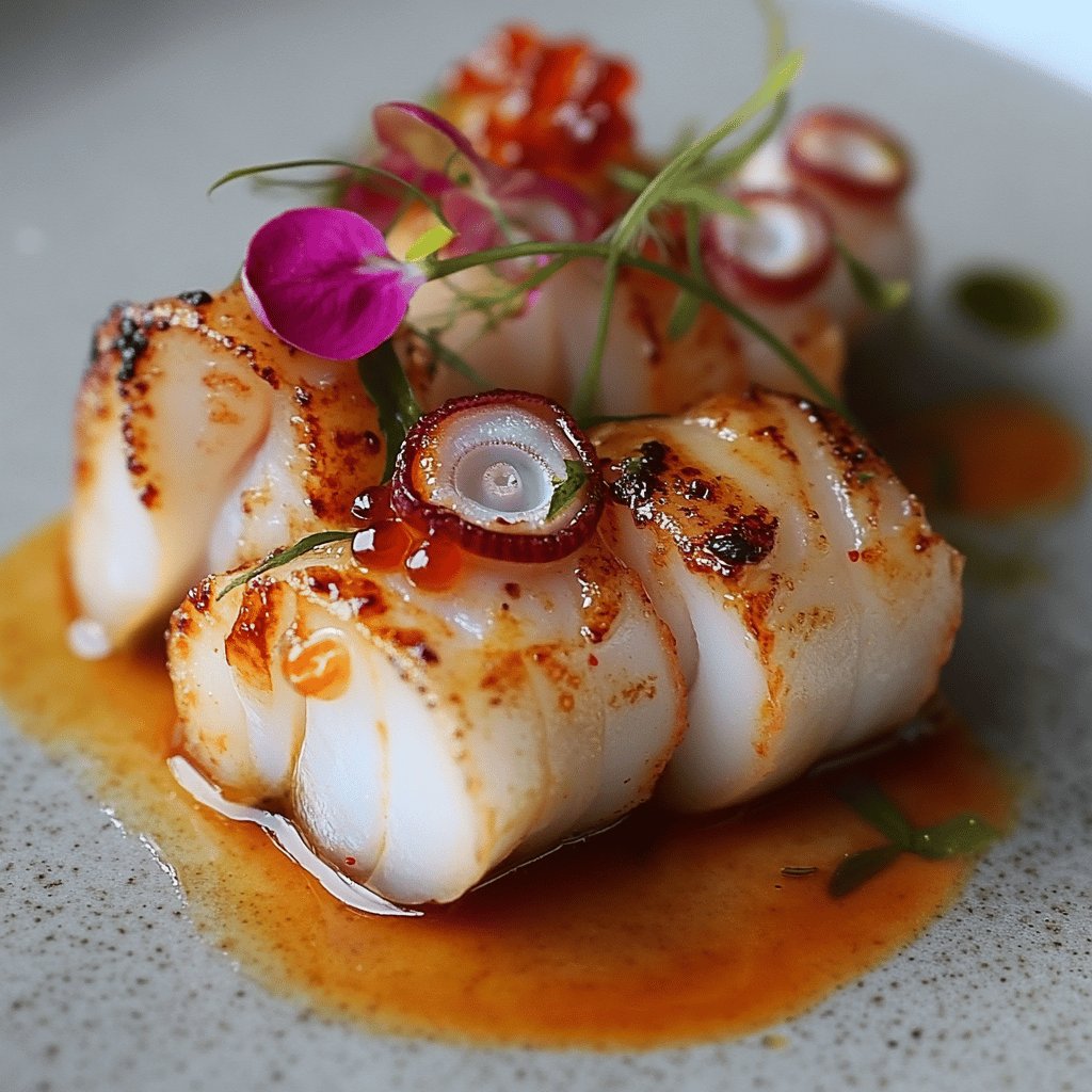 Tiradito mit Fisch und Oktopus