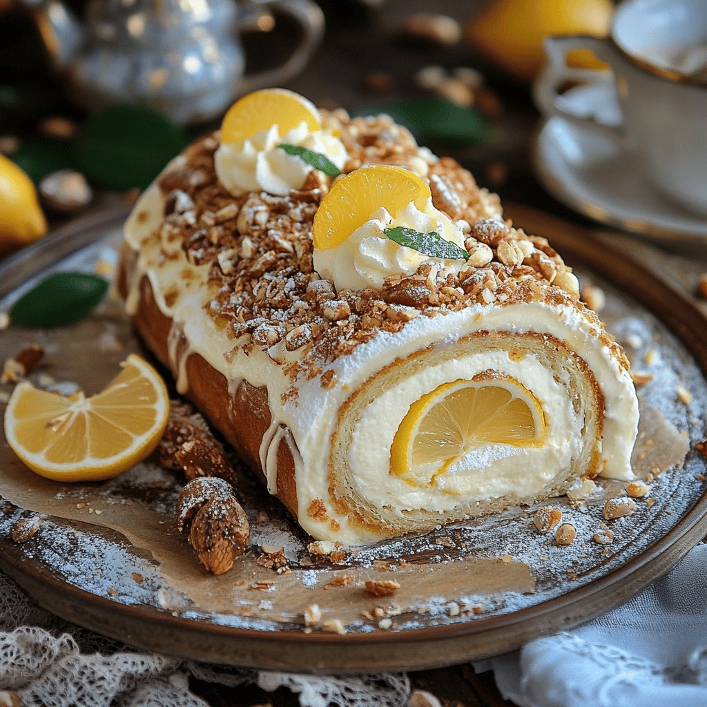 Nussroulade mit Zitronencreme