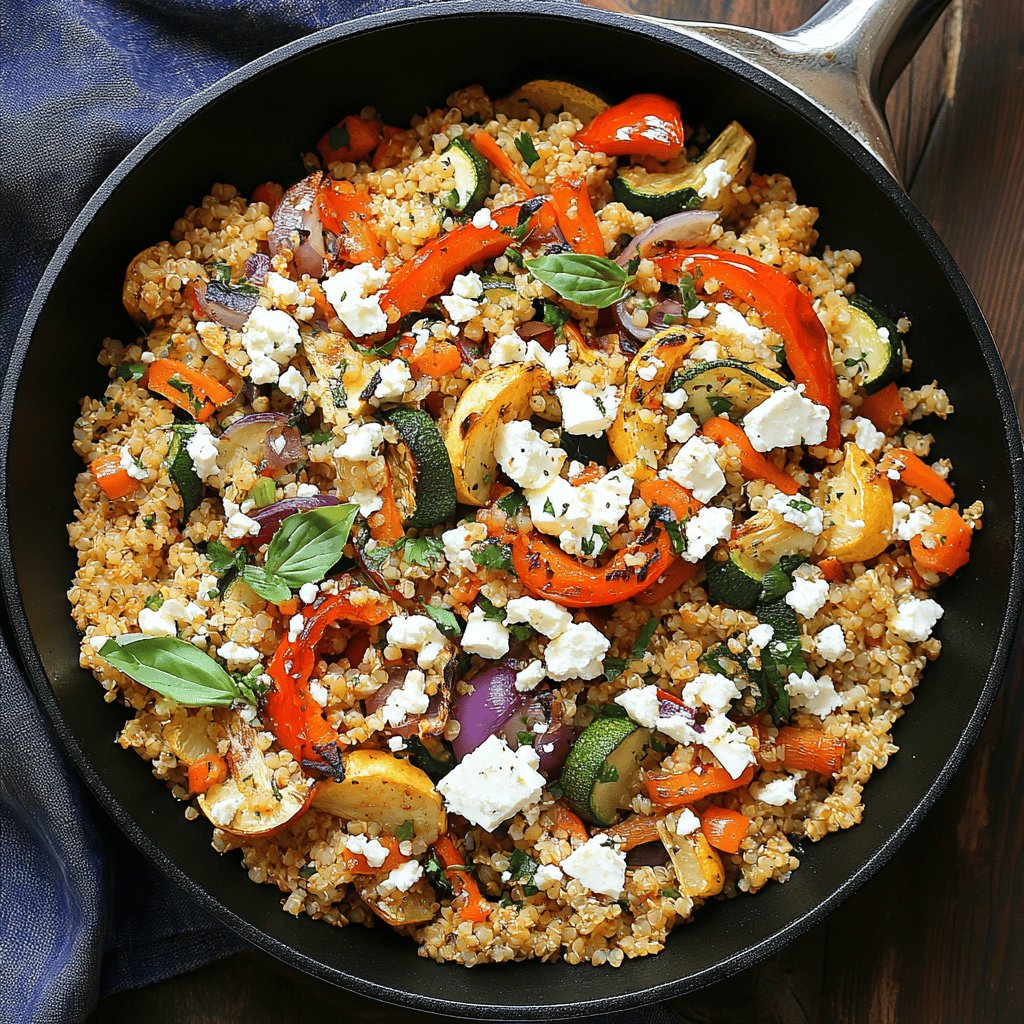 Bulgurpfanne mit Gemüse und Feta