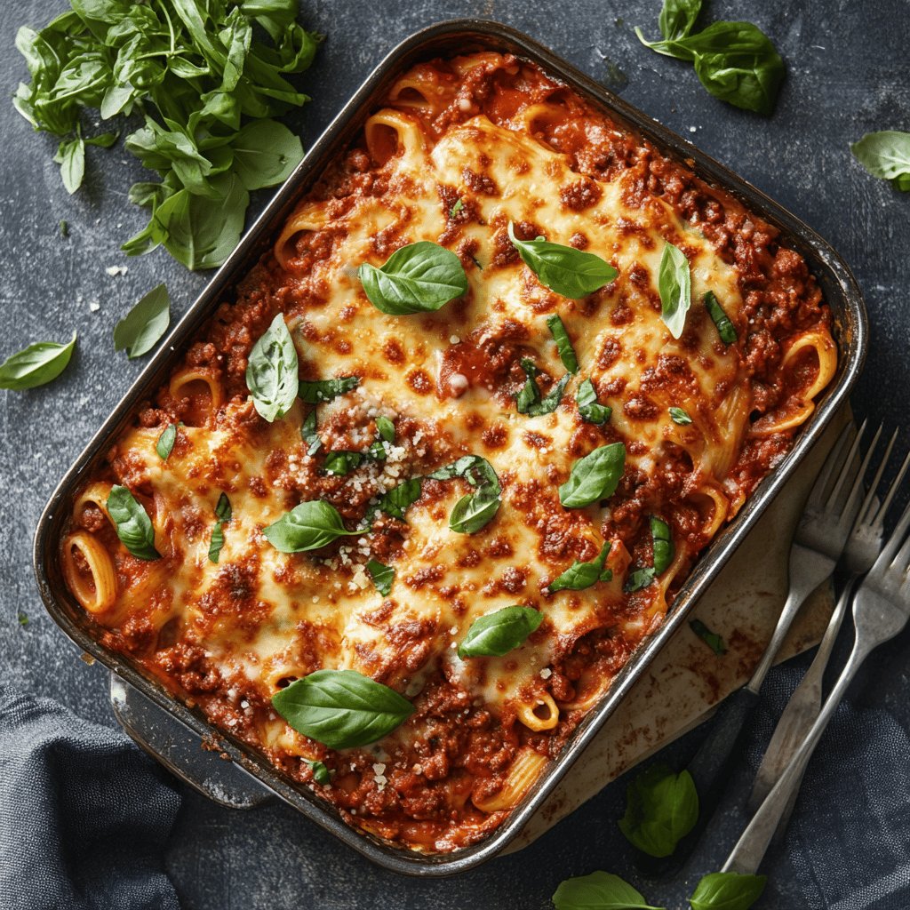 Klassischer Nudelauflauf Bolognese