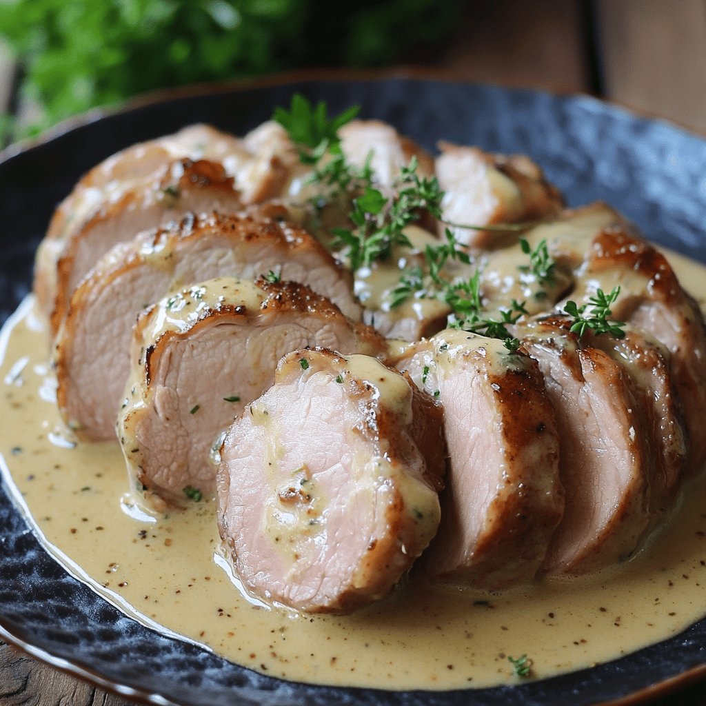Schweinefilet in Senfsahne