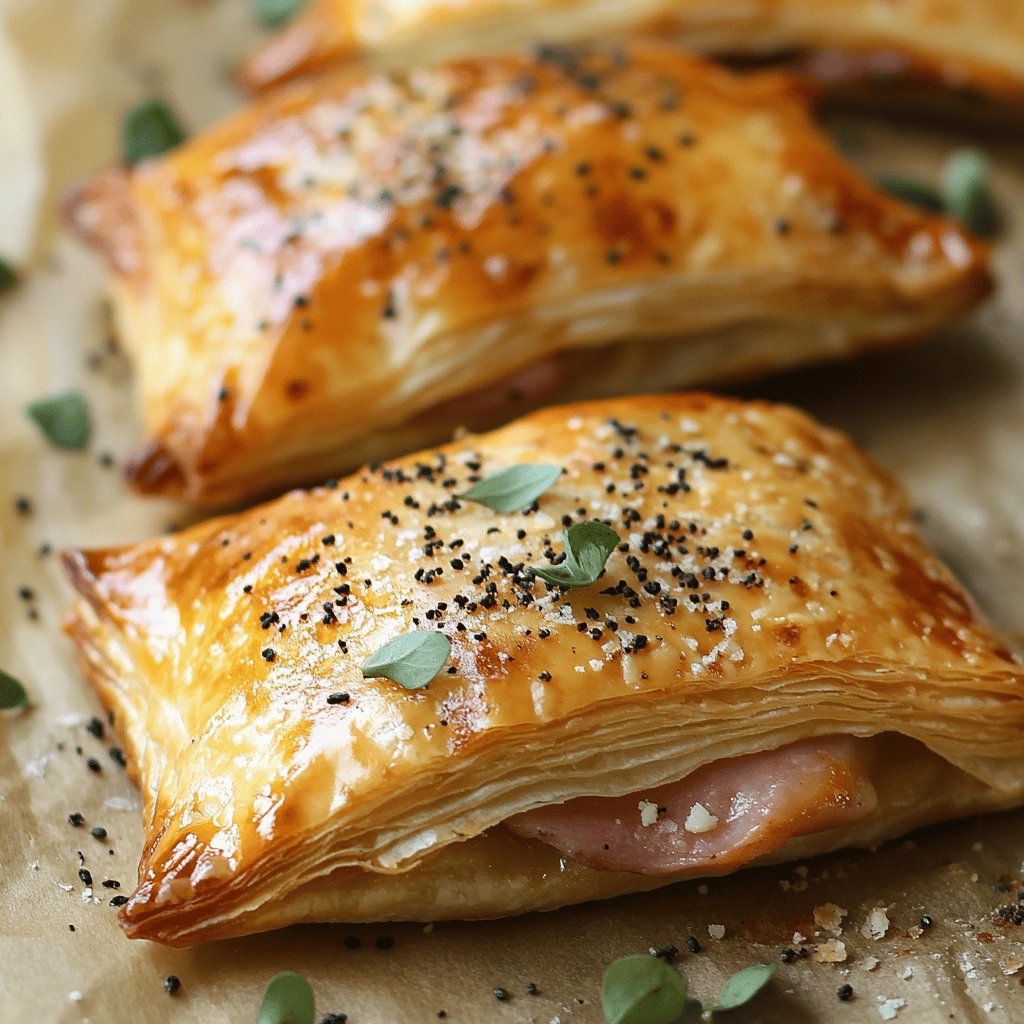Blätterteigtaschen mit Schinken & Käse