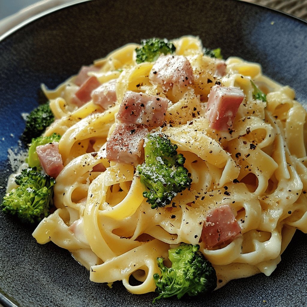 Nudeln mit Schinken und Brokkoli