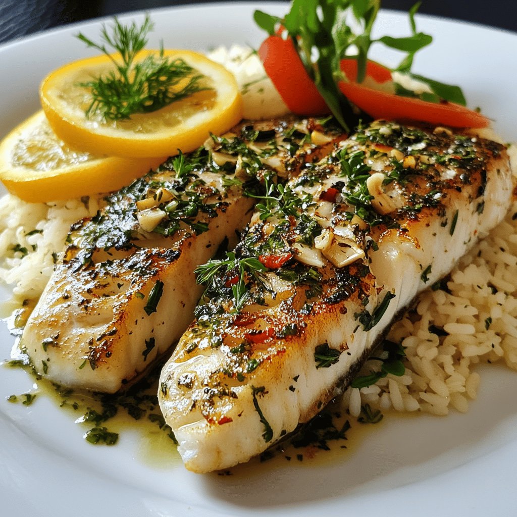 Gebackener Fisch mit Kräuter-Reis