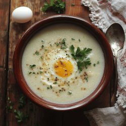 Traditionelle Grießsuppe mit Ei