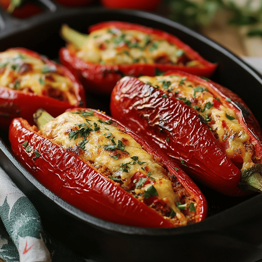 Ofengebackene gefüllte Paprika