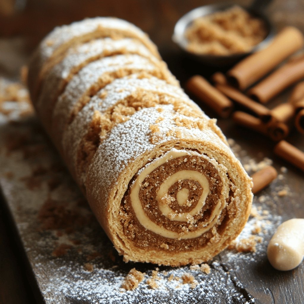 Biskuitrolle mit Spekulatiuscreme