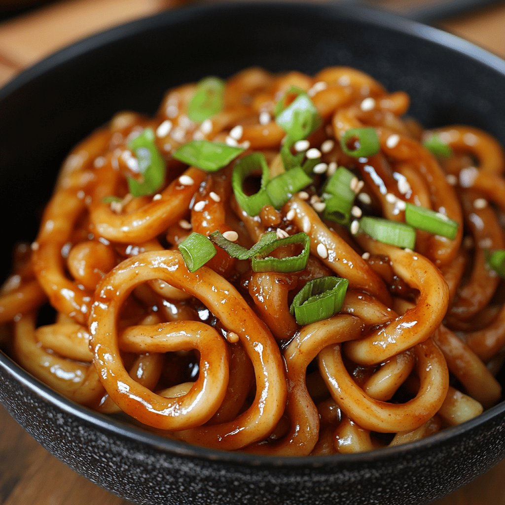 Gebratene Udon-Nudeln in Hoisinsoße