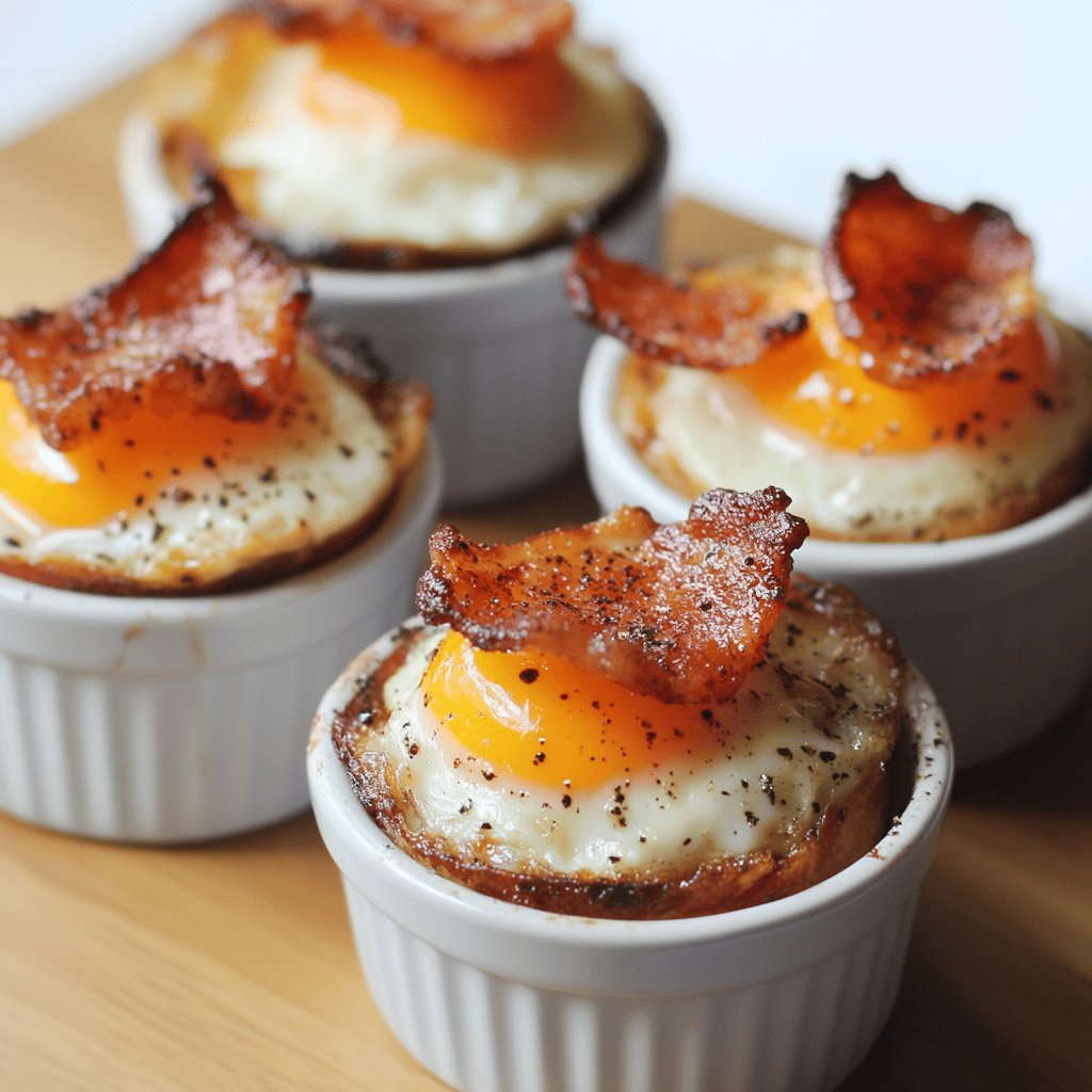 Mini-Cocottes mit Speck und Ei