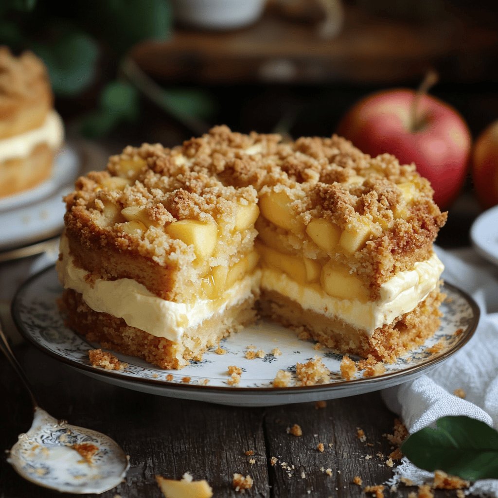 Apfel-Pudding-Streuselkuchen