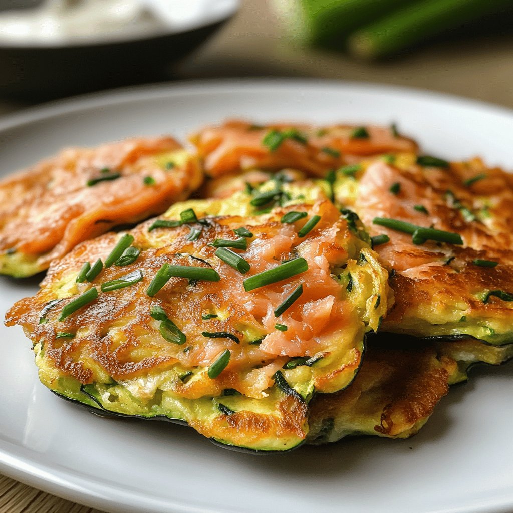 Zucchinipuffer mit Räucherlachs
