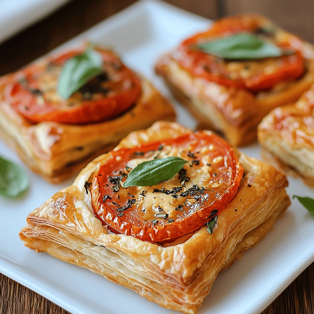 Blätterteig-Tomaten-Basilikum-Snacks